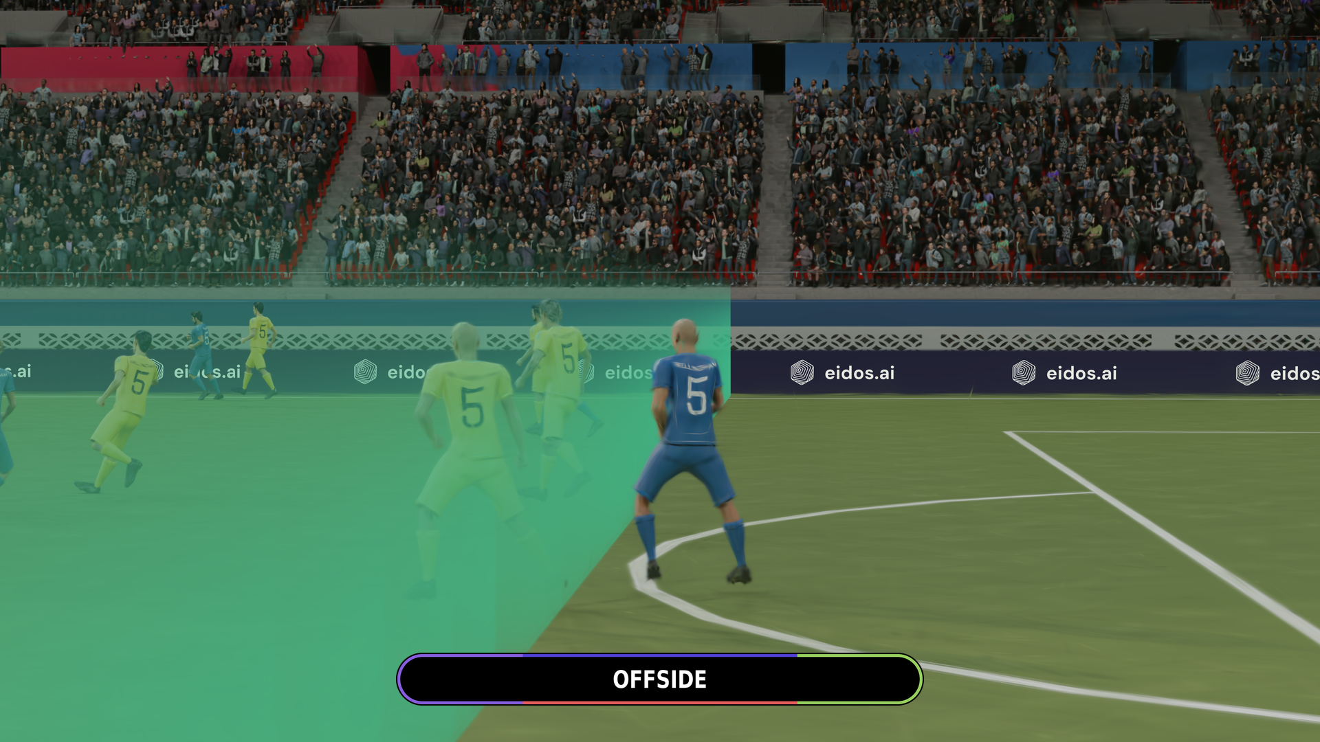 An offside line drawn on the reconstruction